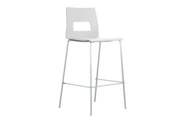 Tabouret Celsio coque bois multiplis finition laquée 4 pieds chromé H 75 cm