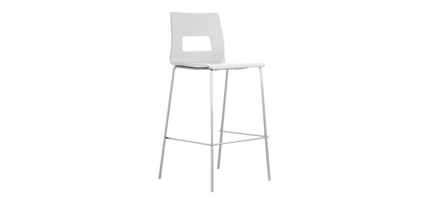 Tabouret Celsio coque bois multiplis finition laquée 4 pieds chromé H 75 cm