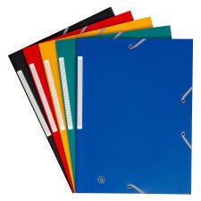 Chemise à élastique 3 rabats plastique Bruneau 24 x 32 cm dos 3 cm couleurs assorties