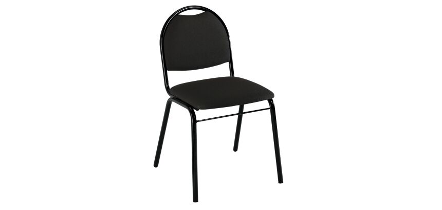Chaise de réunion tissu piètement noir laqué 3 coloris