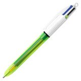 Balpen Bic 4 kleuren Fluo inklikbaar punt 1 mm - medium schrift