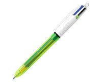 Stylo bille 4 couleurs Bic Fluo rétractable pointe 1 mm - écriture moyenne