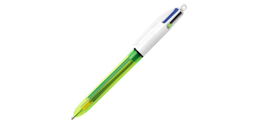Retractable Bic 4-Color Fluorescent Ballpoint Pen 1 mm Tip - Medium Writing