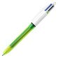 Stylo bille 4 couleurs Bic Fluo rétractable pointe 1 mm - écriture moyenne