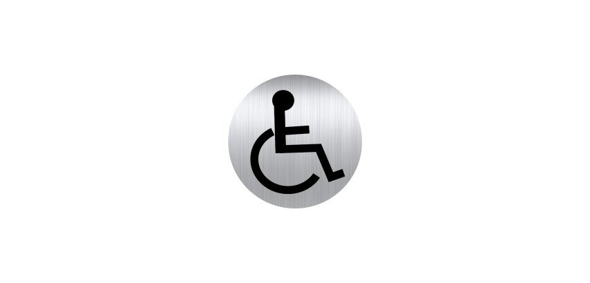 Durable plastic pictogram  Ø 8 cm 'toilet for disabled persons" 