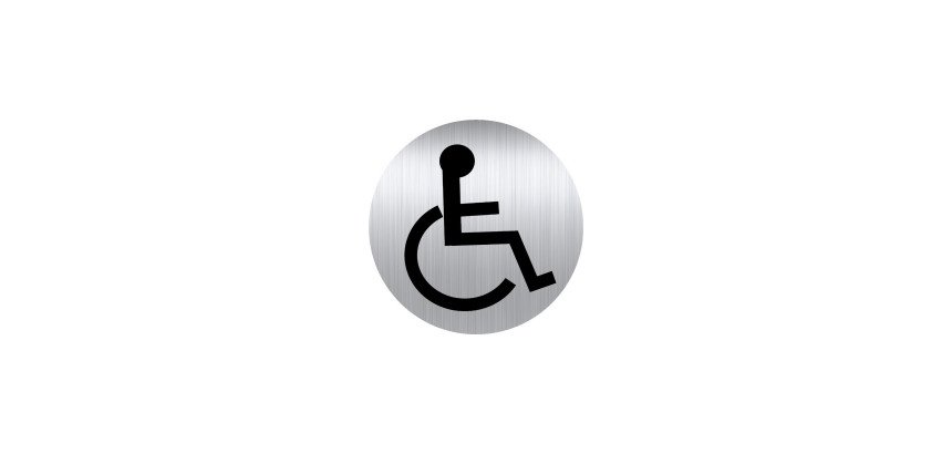 Plaque pictogramme Ø 8 cm « WC Handicapé » Durable