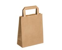Bolsa kraft natural asas planas 22 x 18 x 8 cm - Caja de 50