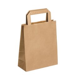 Bolsa kraft natural asas planas 22 x 18 x 8 cm - Caja de 50