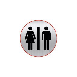 Plaque pictogramme Ø 8 cm « toilette homme/femme »