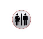 Plaque pictogramme Ø 8 cm « toilette homme/femme »