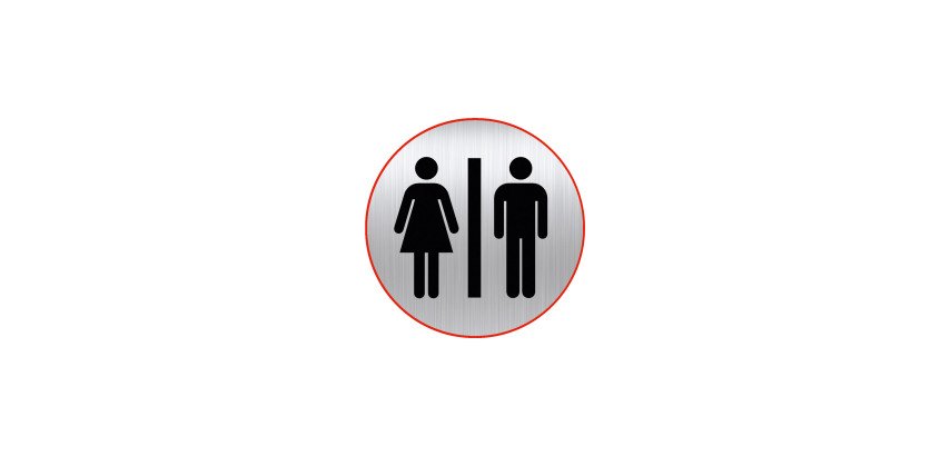 Plaque pictogramme Ø 8 cm « toilette homme/femme »