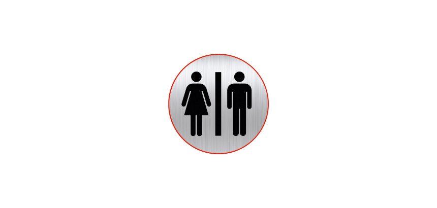 Plaque pictogramme Ø 8 cm « toilette homme/femme »