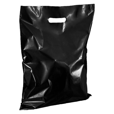 Bolsas negras para tiendas de plástico asas planas Alt 45 x An 37 cm - paquete de 100