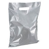 Shopping bags with flat handles silver H 32 x W 25 cm pack of 100