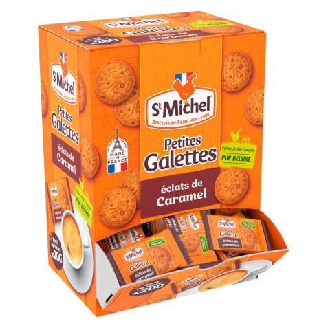 Miniwafeltjes St Michel met karamelstukjes - doos van 200 zakjes