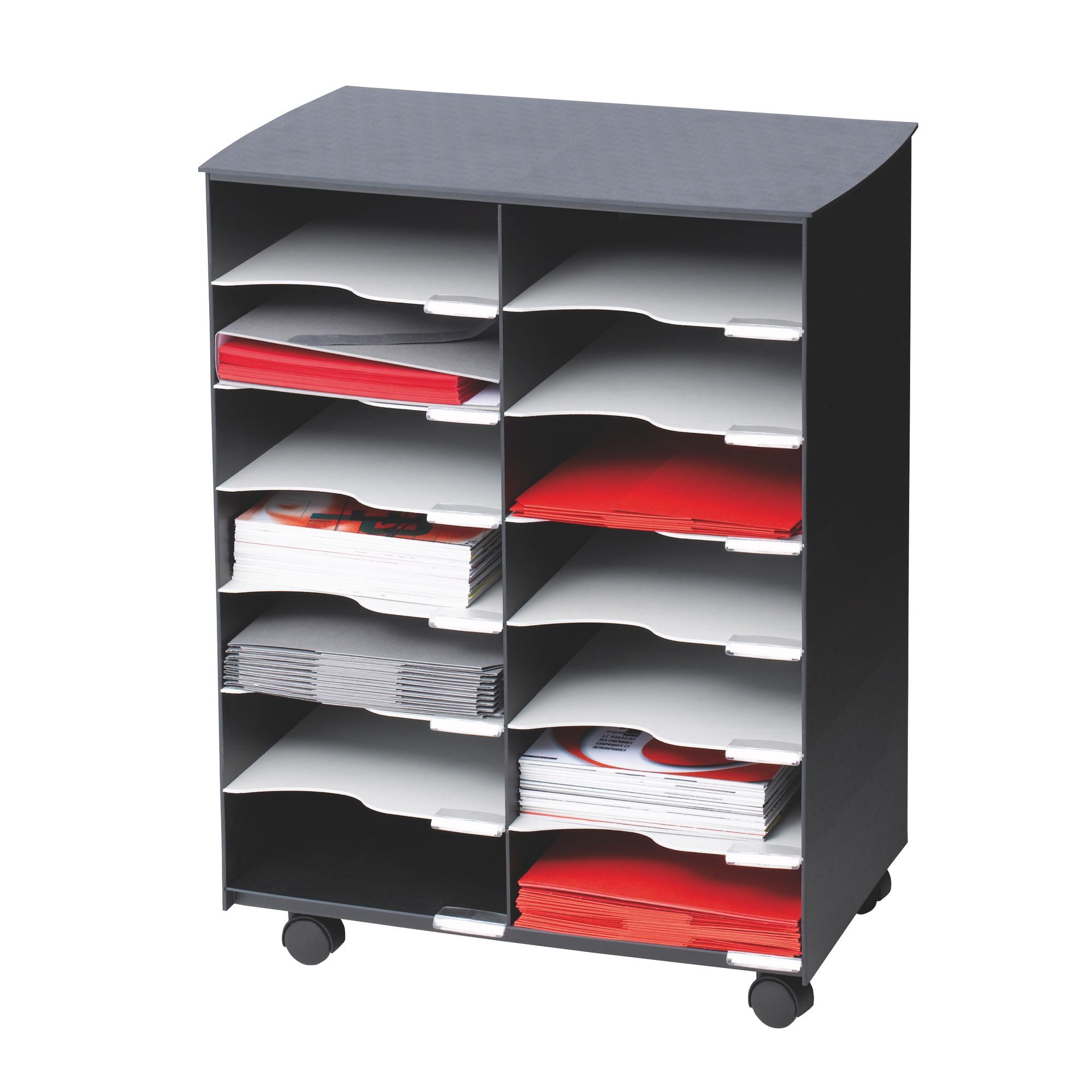 Cabinet multiple compartments black and grey