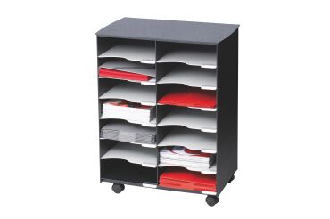 Desserte mobile 14 cases noir-gris