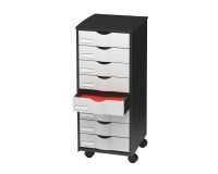 Polyvalente, mobiele bijzetkast met laden 