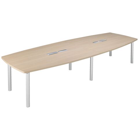Mesa de reunión modulable Belem color roble claro 380 cm patas aluminio