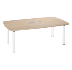 Mesa de reunión Belem color roble claro 200 cm patas blancas