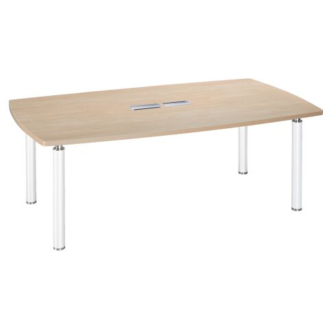 Mesa de reunión Belem color roble claro 200 cm patas blancas