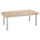 Meeting table barrel-shaped L 200 x D 115 cm metal tube base with Belem top access