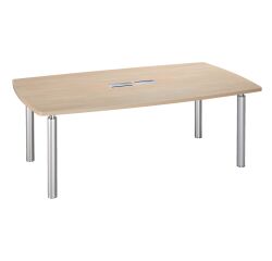 <table>Meeting table barrel L 200 x D 115 cm metal tube base with top access Belem</table>