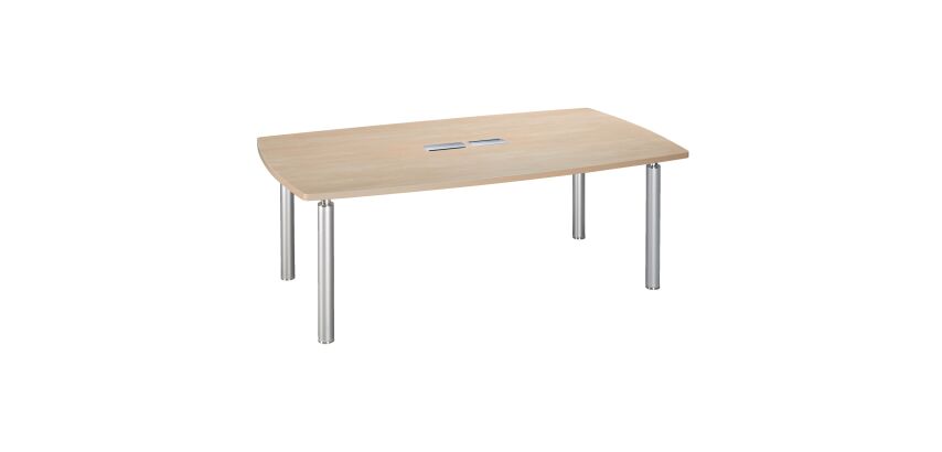 Table de réunion tonneau L 200 x P 115 cm piètement tube métal avec top access Belem