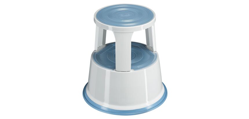 Tabouret marchepied roulant métal 2 marches - gris clair