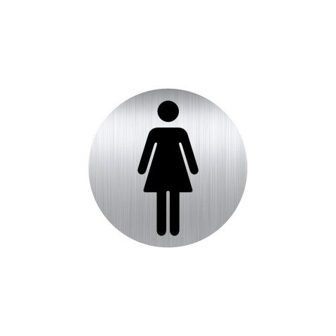 Plaque pictogramme Ø 8 cm « toilette femme »