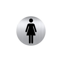 Plaque pictogramme Ø 8 cm « toilette femme »