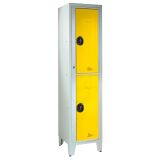 Vestiaire visitable idéal collège - 1 colonne 2 casiers monobloc gris jaune