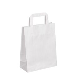 Bolsa kraft blanco asas planas 28 x 22 x 10 cm - Caja de 50