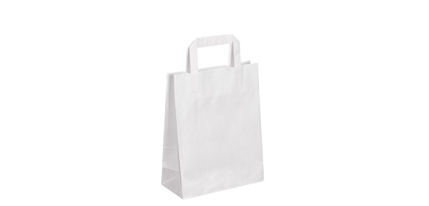 Sac kraft blanc poignées plates qualité 70 g/m2 - 50 sacs