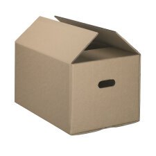 Moving box with handles brown kraft double undulation H 35 x W 50 x D 28 cm