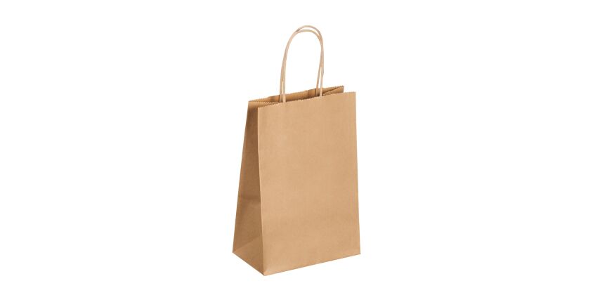 Sac kraft brun poignées torsadées 21 x 14 x 8 cm - Carton de 50