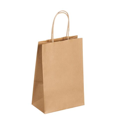 Bolsa kraft natural asas cordón 21 x 14 x 8 cm - Caja de 50