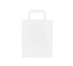 Sac kraft blanc poignées plates 28 x 22 x 10 cm - Carton de 50