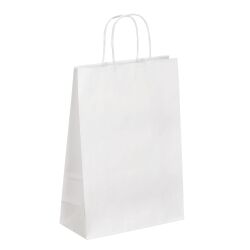Sac kraft blanc poignées torsadées 31 x 22 x 10 cm - Carton de 50