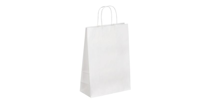 Weiße Papiertüten mit gedrehten Griffen, 90 g/m² - 50 Beutel