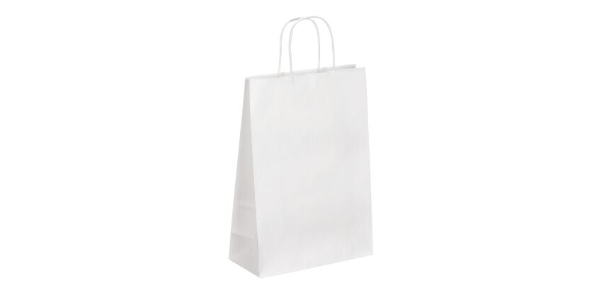 Sac kraft blanc poignées torsadées 31 x 22 x 10 cm - Carton de 50