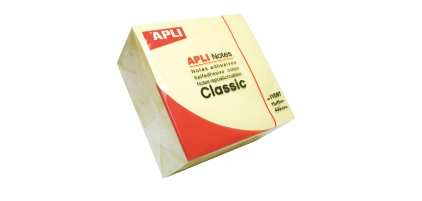 Cubo de notas adhesivas amarillas Apli 400 hojas