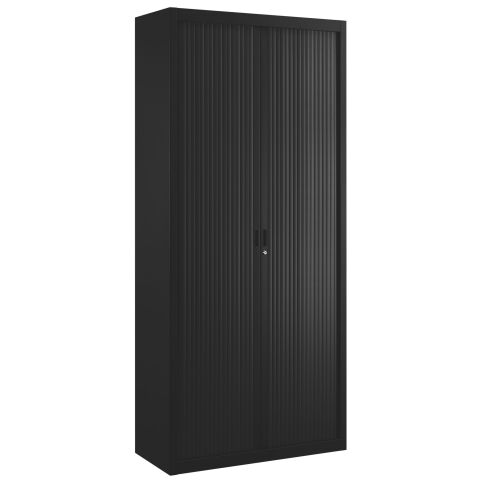 Armario de oficina metálico desmontable Clásico Alt. 220 x An. 100 cm Negro Puertas persiana