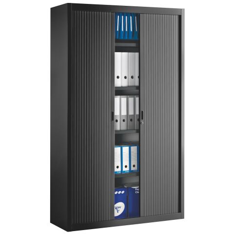 Armario de oficina metálico desmontable Clásico Alt. 200 x An. 120 cm Negro Puertas persiana
