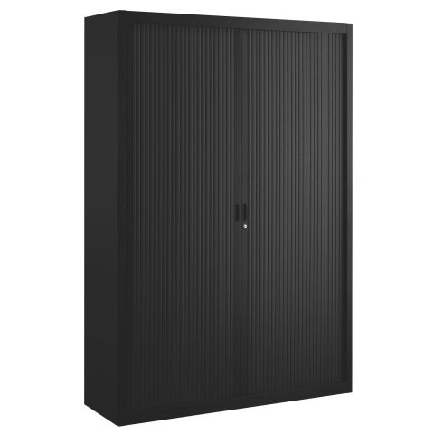 Armario de oficina metálico desmontable Ancho Especial Alt. 200 x An.140 cm Negro Puerta persiana