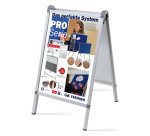 Chevalet stop trottoir aluminium sur pieds format A1