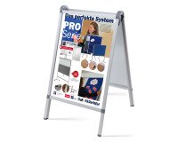 Chevalet stop trottoir aluminium sur pieds format A1