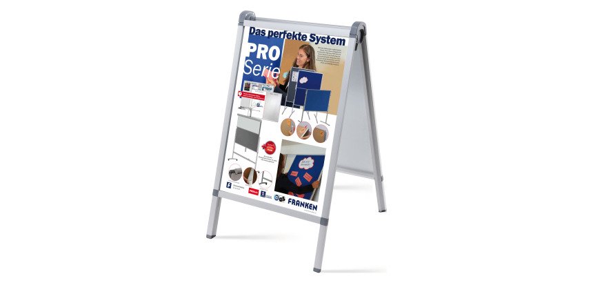 Chevalet stop trottoir aluminium sur pieds format A1