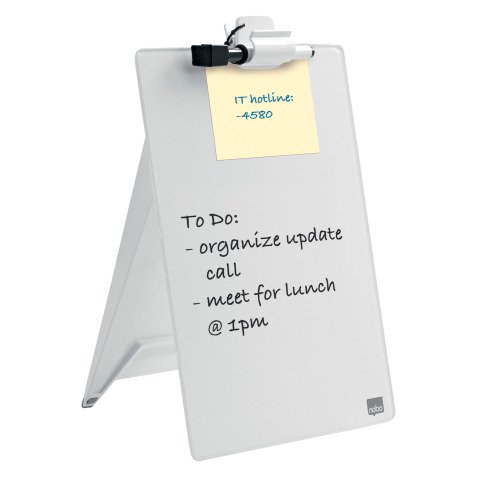 Nobo Desktop Whiteboard Easel 1905173 With Dry Erase Glass Surface 21.6 x 29.7 cm Brilliant White