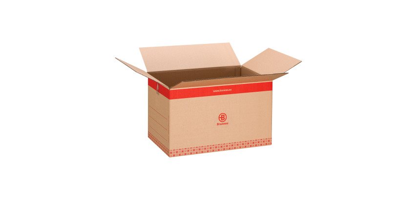 Bruneau Umzugskarton, braune Wellpappe, einfache Rille, L 55,5 x B 34 x H 36 cm